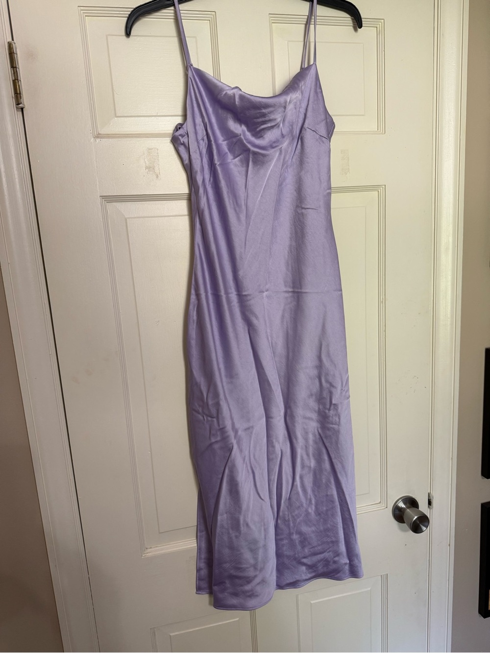 Express Cowl New Midi Slip Dress with Slit Purple - S